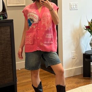 Pink Graphic Knit Vest